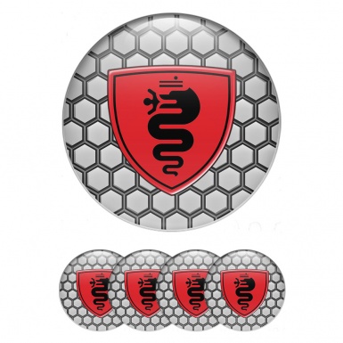 Alfa Romeo Emblem for Center Caps Gray pita with Red Black logo