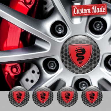 Alfa Romeo Emblems for Wheel center caps Style honeycomb Red Black logo