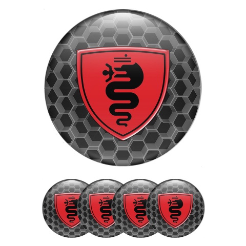 Alfa Romeo Emblems for Wheel center caps Style honeycomb Red Black logo