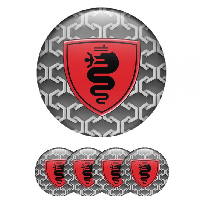 Alfa Romeo Emblems Center Cap Background 3D-1 Gray