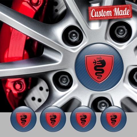 Alfa Romeo Wheel Emblem for Center Caps carbon Blue