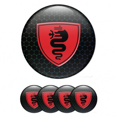 Alfa Romeo  Silicone Emblems honeycomb Black with Green 