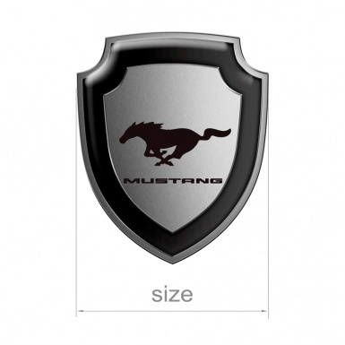 Ford Mustang GT Shield Silicone Sticker Grey Metallic Effect