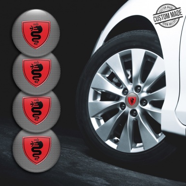 Alfa Romeo Wheel Emblems for Center Caps Grey Metal 