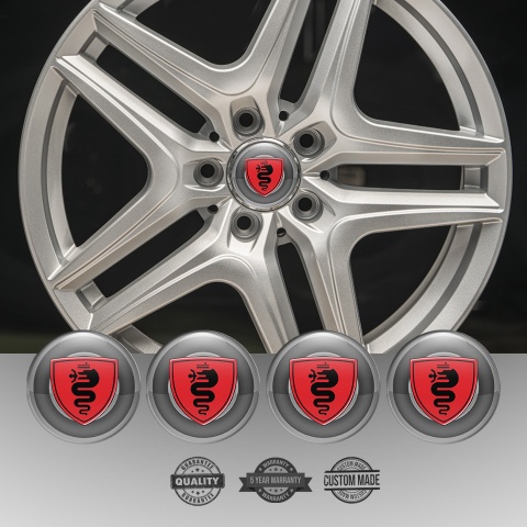 Alfa Romeo Center Caps Wheel Emblem Design Gray ring