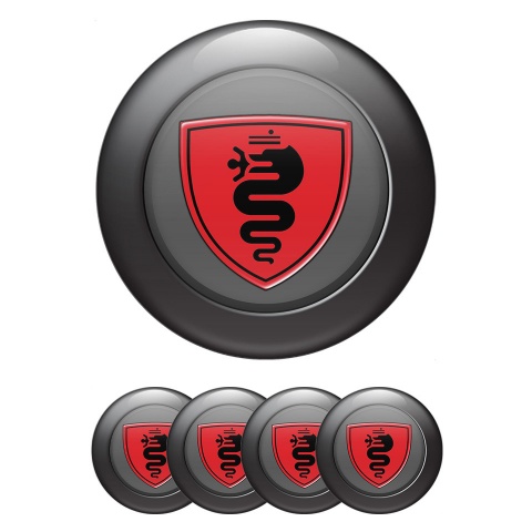 Alfa Romeo Silicone Emblems Design Black ring with Red Black logo