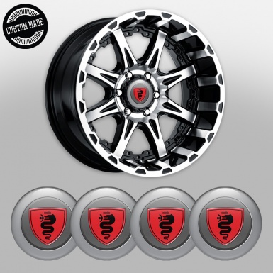 Alfa Romeo Wheel Hub Emblems Gray emblem with Black logo