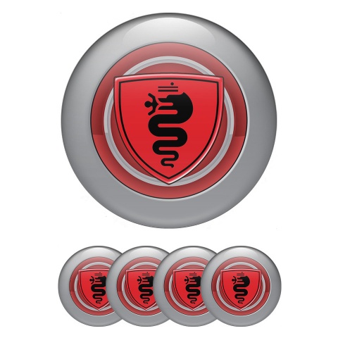 Alfa Romeo Wheel Emblems background Red Grey in Black