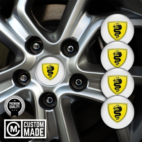 Alfa Romeo Wheel Emblem for Center Caps White with Yellow Black logo