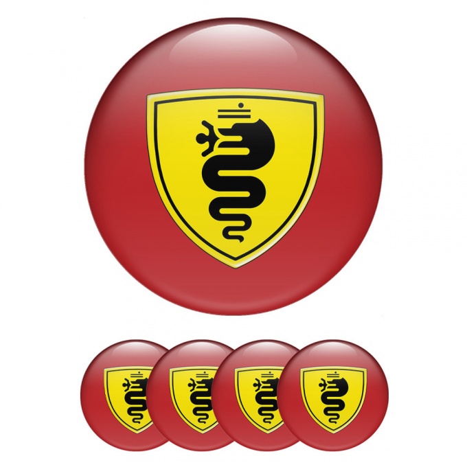 Alfa Romeo Emblems for Wheel center caps Red Yellow Black