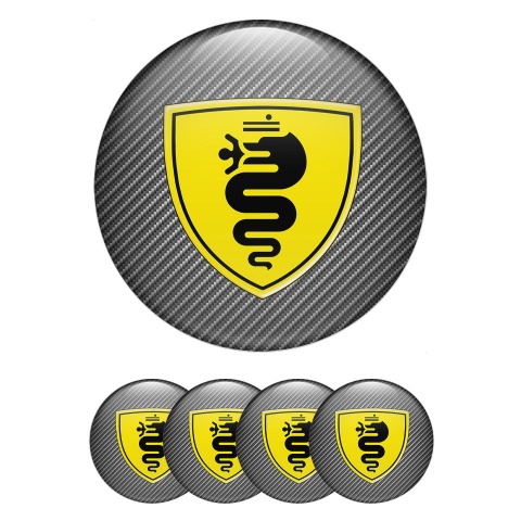 Alfa Romeo Emblems for Wheel center caps carbon Yellow Black