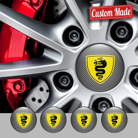 Alfa Romeo Emblems for Wheel center caps carbon Yellow Black