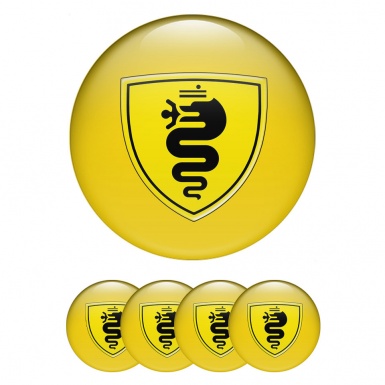 Alfa Romeo Domed Stickers for Wheel center caps Yellow