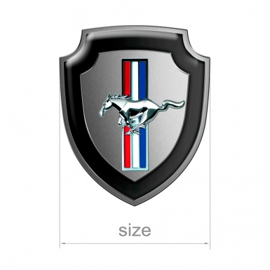 Ford Mustang GT Shield Silicone Sticker Grey Metallic Multicolour Logo