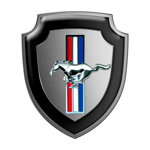 Ford Mustang GT Shield Silicone Sticker Grey Metallic Multicolour Logo