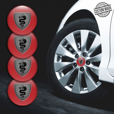 Alfa Romeo Wheel Emblems Red with Carbon Logo 1