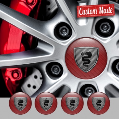 Alfa Romeo Wheel Emblem for Center Caps Red carbon with Black logo