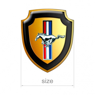 Ford Mustang GT Shield Silicone Sticker Gold Metallic Multicolour Logo