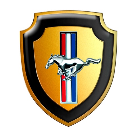 Ford Mustang GT Shield Silicone Sticker Gold Metallic Multicolour Logo