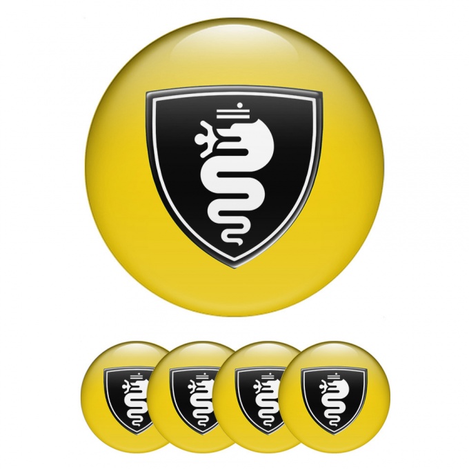 Alfa Romeo Emblem for Center Caps Yellow with Black and White logo