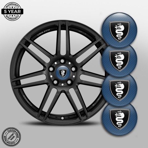 Alfa Romeo Emblems for Wheel center caps Blue carbon with White logo