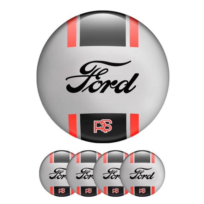 Ford RS Silicone Stickers Black Red Logo, Wheel Emblems, Stickers