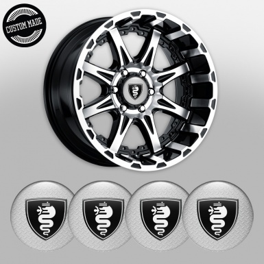 Alfa Romeo Wheel Emblems for Center Caps Design Grey White logo