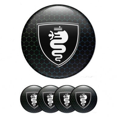 Alfa Romeo Silicone Emblems hexagon Black with White logo