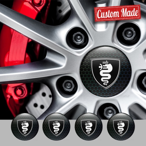 Alfa Romeo Silicone Emblems hexagon Black with White logo