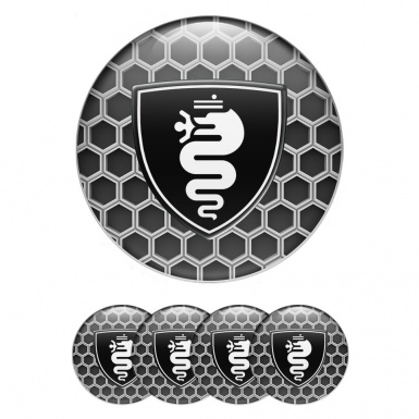 Alfa Romeo Wheel Stickers for Center Caps Background Black with White hexagons