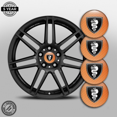 Alfa Romeo Wheel Emblems Style Orange honeycomb with White logo