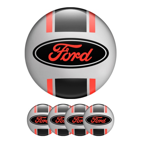 Ford Silicone Domed Stickers Black Red Logo
