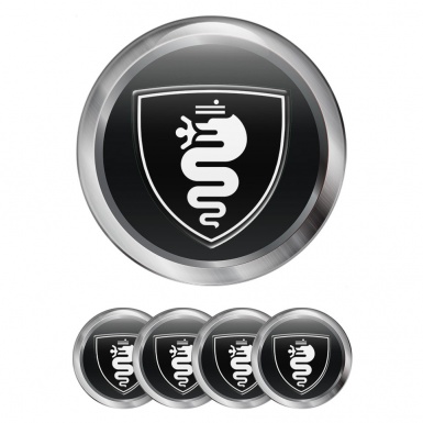 Alfa Romeo Emblem for Center Caps Black back with Gray ring