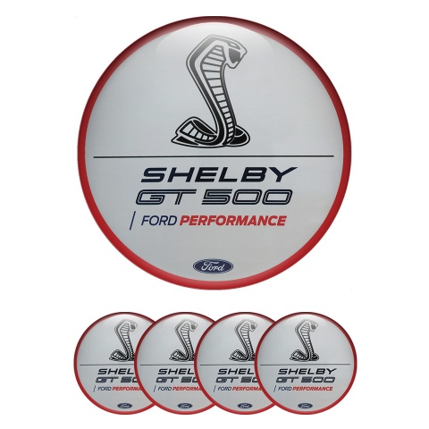 Ford Shelby Wheel Hub Emblems Grey Background GT 500