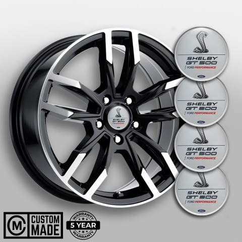 Ford Shelby Wheel Emblems Grey Background with White ring