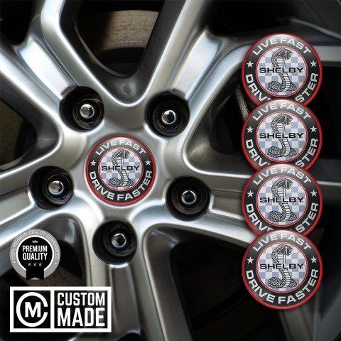 Ford Shelby Domed Stickers for Wheel center caps Live Fast