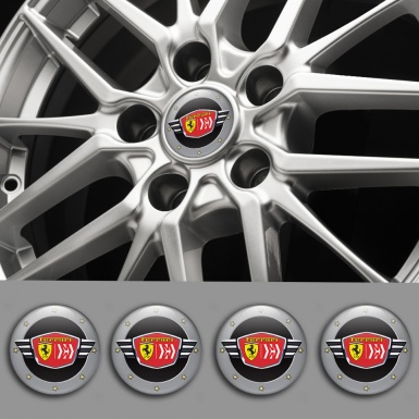 Ferrari Wheel Emblems Black center Gray ring with stars