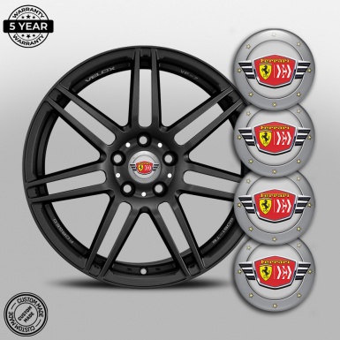 Ferrari Wheel Stickers for Center Caps Background Grey with Red logo