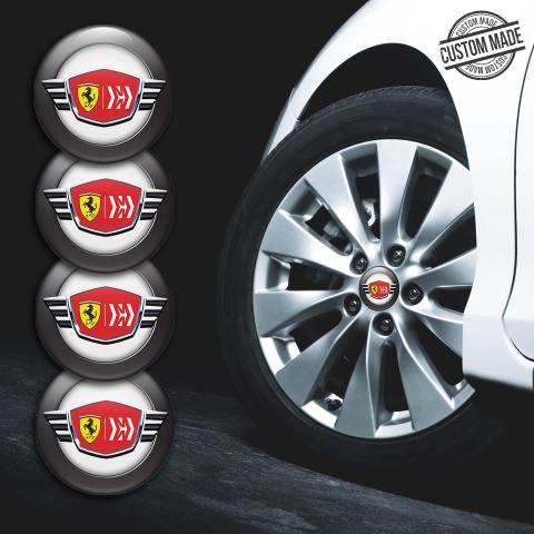 Ferrari Wheel Emblems White center with Black ring