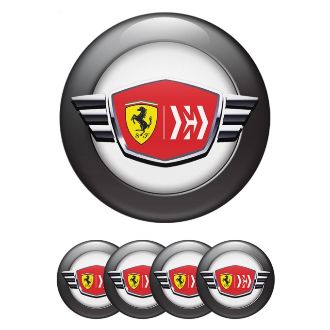 Ferrari Wheel Emblems White center with Black ring