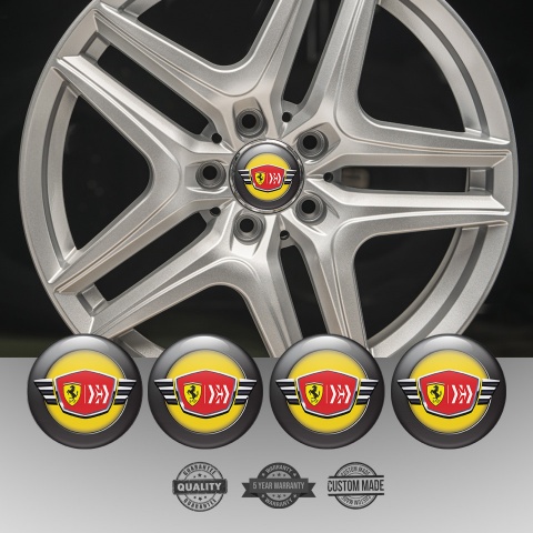 Ferrari Wheel Stickers for Center Caps Yellow and Black with Red logo