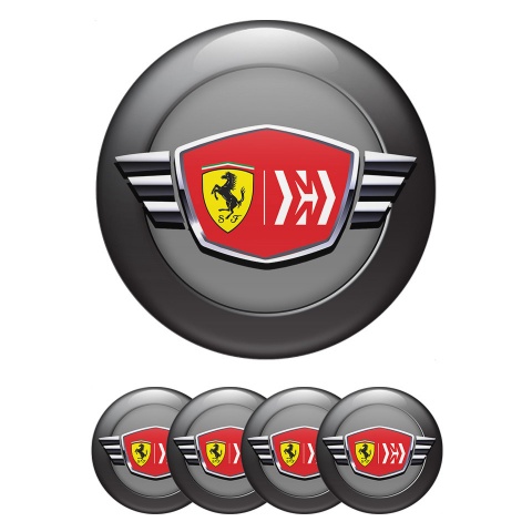 Ferrari Emblem for Center Caps Gray and Black with Red logo