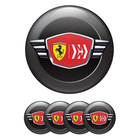 Ferrari Wheel Stickers for Center Caps Black Red logo