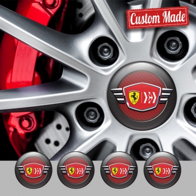 Ferrari Emblem for Wheel center caps Red carbon with Black ring