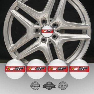 Ferrari Wheel Emblem for Center Caps White with Red SF 