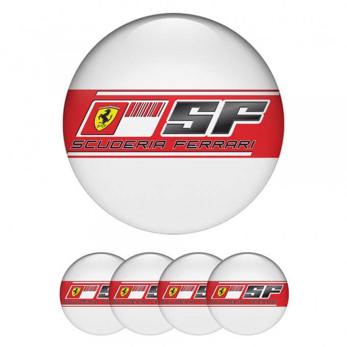 Ferrari Wheel Emblem for Center Caps White with Red SF 