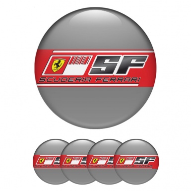 Ferrari Center Caps Wheel Emblem Gray with Red logo SF