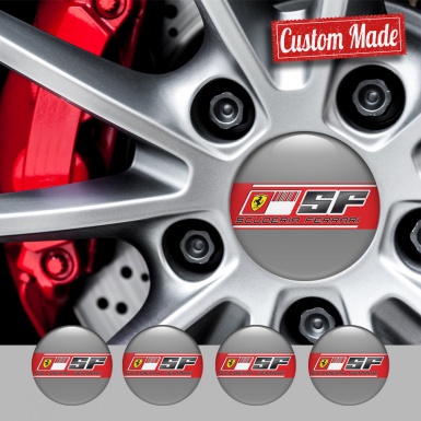 Ferrari Center Caps Wheel Emblem Gray with Red logo SF