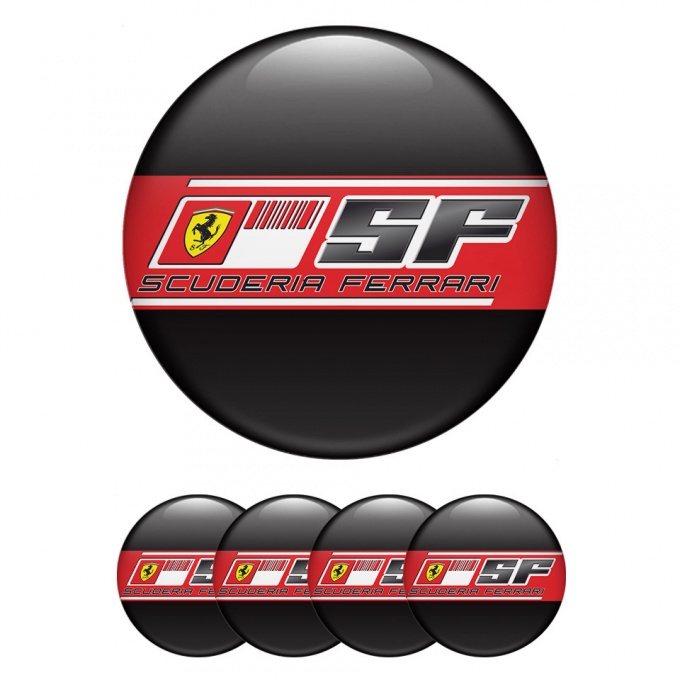 Ferrari Domed Stickers for Wheel center caps Edition Black SF