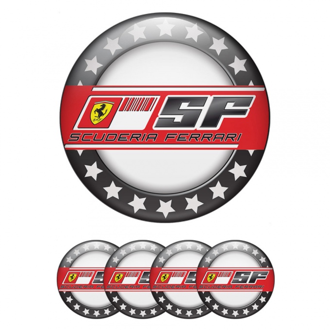 Ferrari Wheel Hub Emblems White center with Black ring with stars